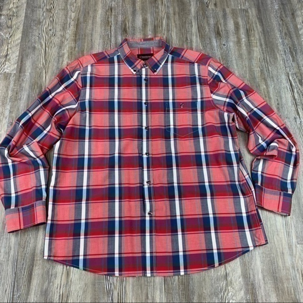 No Boundaries Red Blue Plaid Button Down Size XL
